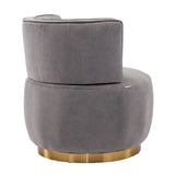 Gray Fluffy Velvet Swivel Barrel Chair | OROA