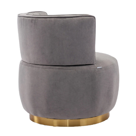 Gray Fluffy Velvet Swivel Barrel Chair | OROA