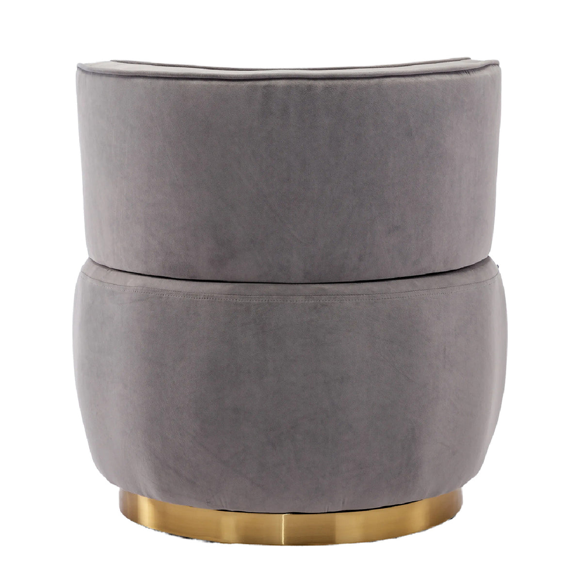 Gray Fluffy Velvet Swivel Barrel Chair | OROA