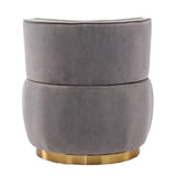 Gray Fluffy Velvet Swivel Barrel Chair | OROA