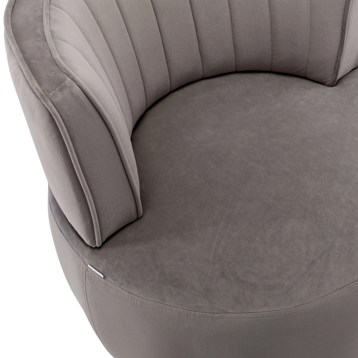 Gray Fluffy Velvet Swivel Barrel Chair | OROA