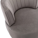 Gray Fluffy Velvet Swivel Barrel Chair | OROA