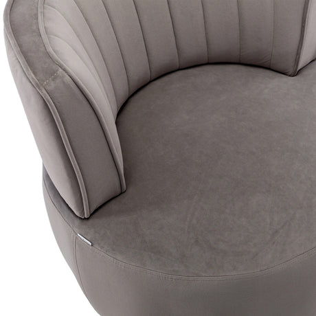 Gray Fluffy Velvet Swivel Barrel Chair | OROA