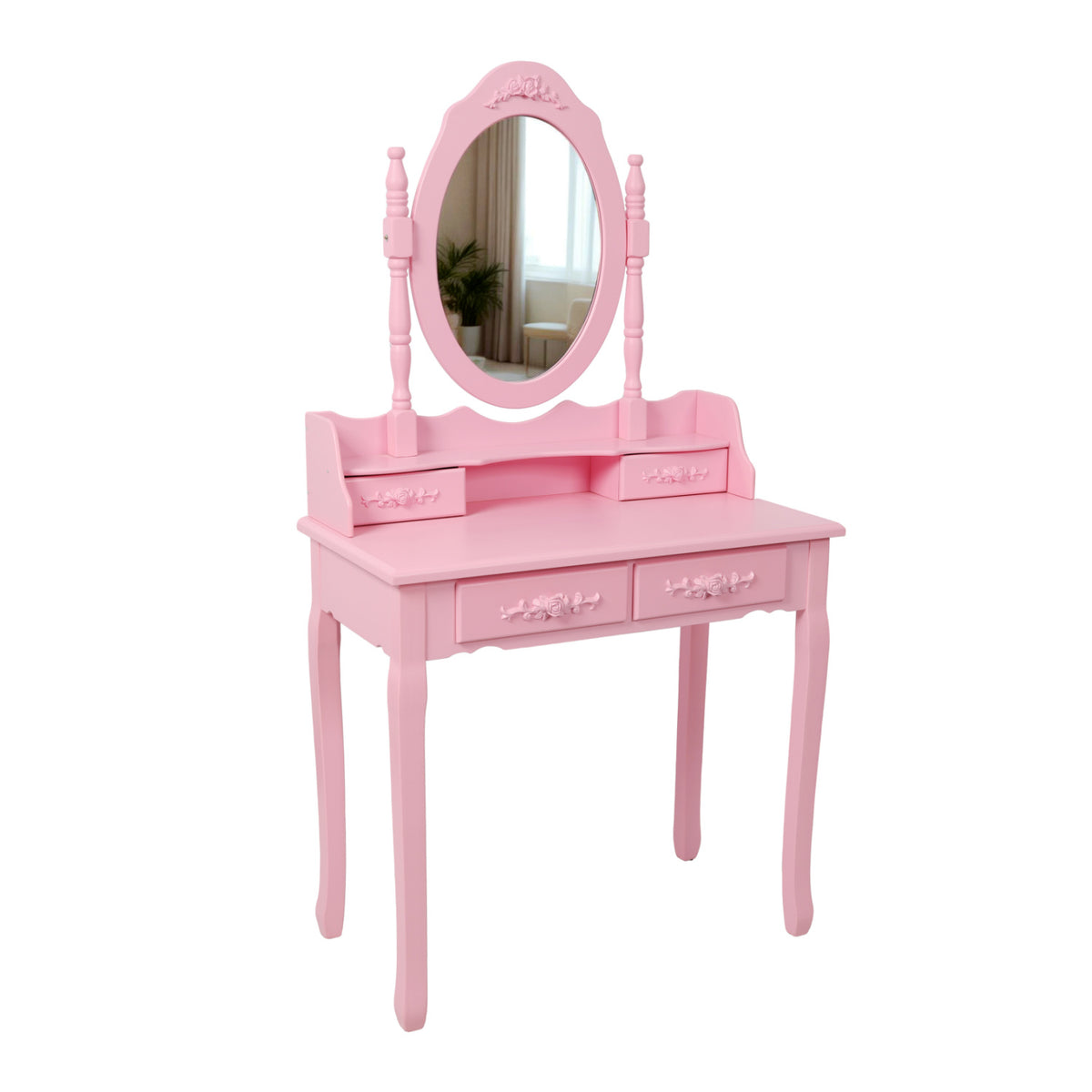 Pink Princess Vanity Desk Set with Mirror and Stool | OROA Kids