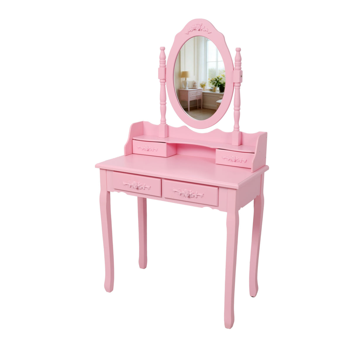 Pink Princess Vanity Desk Set with Mirror and Stool | OROA Kids