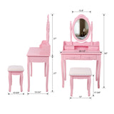 Pink Princess Vanity Desk Set with Mirror and Stool | OROA Kids