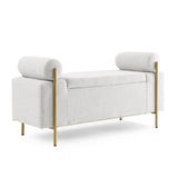 White Upholstered Linen Storage Bench | OROA