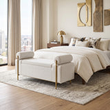 White Upholstered Linen Storage Bench | OROA