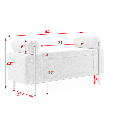 White Upholstered Linen Storage Bench | OROA
