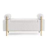 White Upholstered Linen Storage Bench | OROA