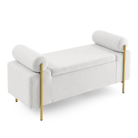 White Upholstered Linen Storage Bench | OROA