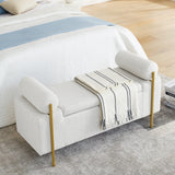 White Upholstered Linen Storage Bench | OROA