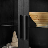 Modern Black Arched Storage Cabinet with Lamp | OROA