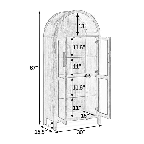 Modern Black Arched Storage Cabinet with Lamp | OROA