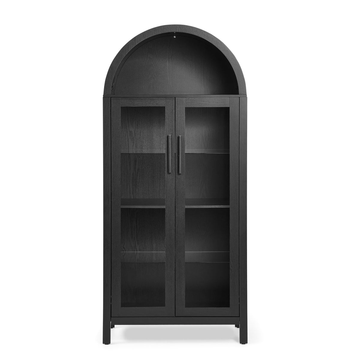 Modern Black Arched Storage Cabinet with Lamp | OROA