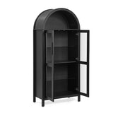 Modern Black Arched Storage Cabinet with Lamp | OROA