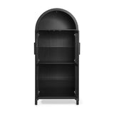 Modern Black Arched Storage Cabinet with Lamp | OROA