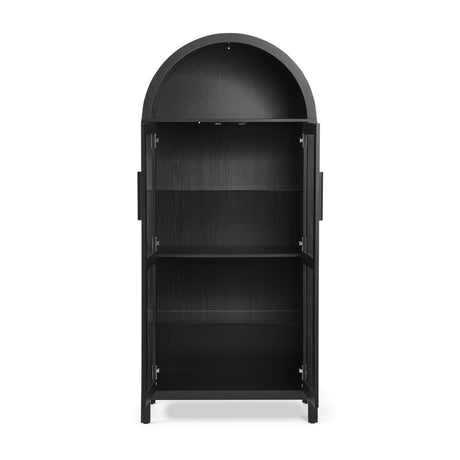 Modern Black Arched Storage Cabinet with Lamp | OROA