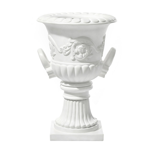 Modern European furniture - White Pedestal Urn Outdoor Planter - www.oroa.com