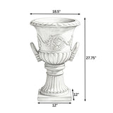 Modern European furniture - White Pedestal Urn Outdoor Planter - www.oroa.com