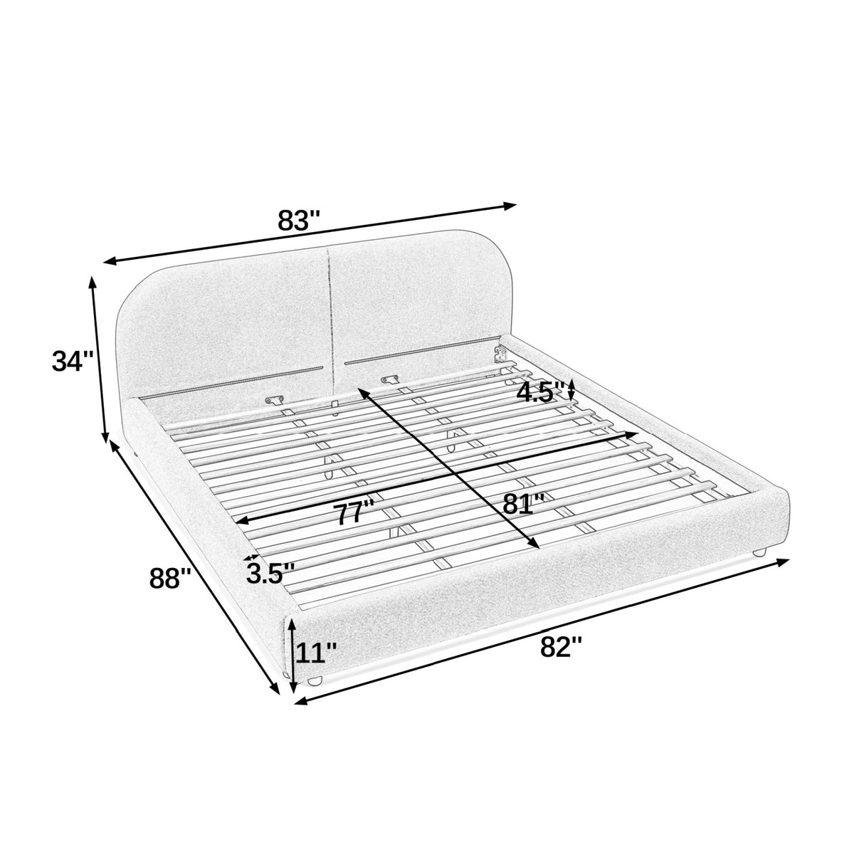 Minimalist Upholstered King Bed | OROA