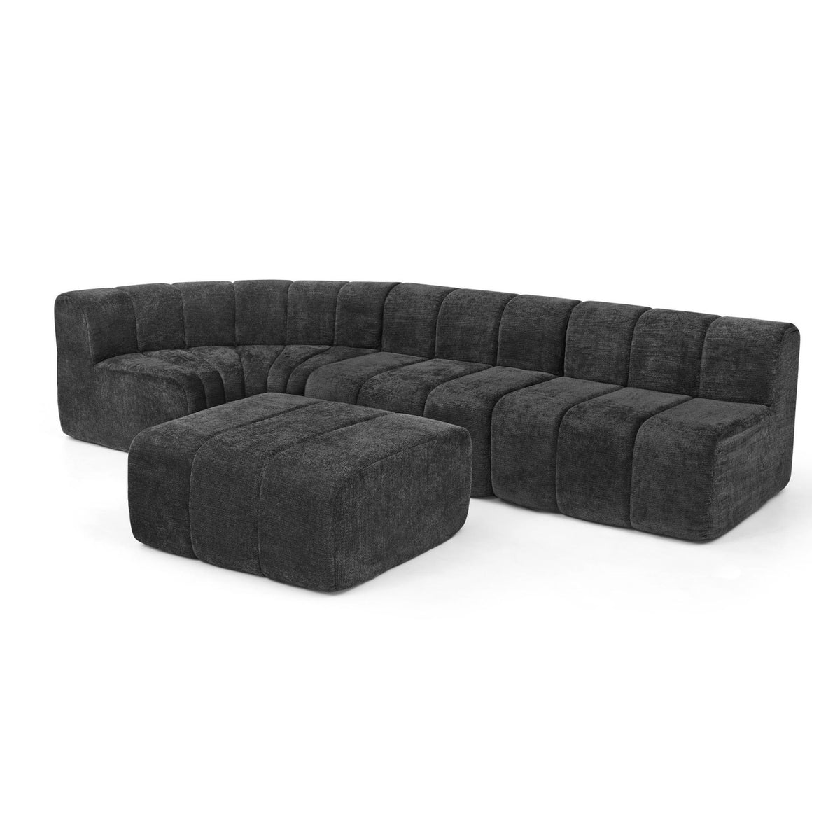 Modern European furniture - Black Semi-Curved Modular Sectional Sofa - www.oroa.com