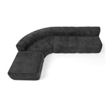 Modern European furniture - Black Semi-Curved Modular Sectional Sofa - www.oroa.com