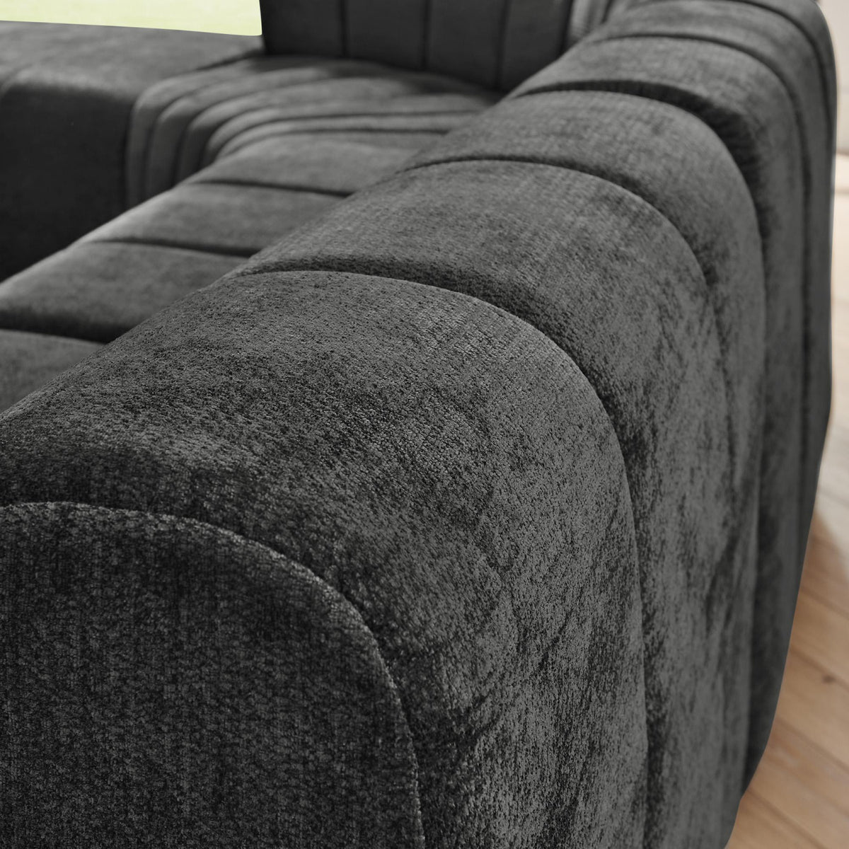 Modern European furniture - Black Semi-Curved Modular Sectional Sofa - www.oroa.com