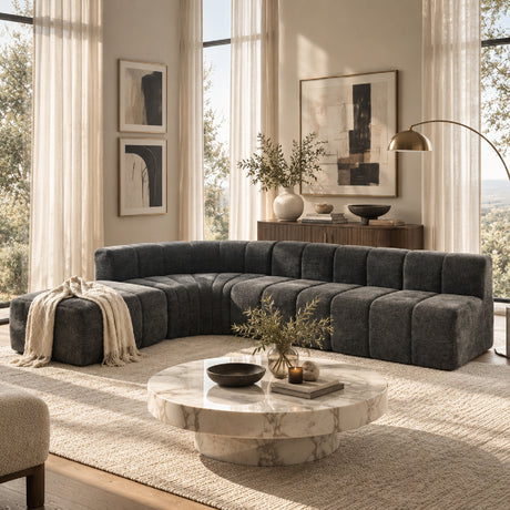 Modern European furniture - Black Semi-Curved Modular Sectional Sofa - www.oroa.com
