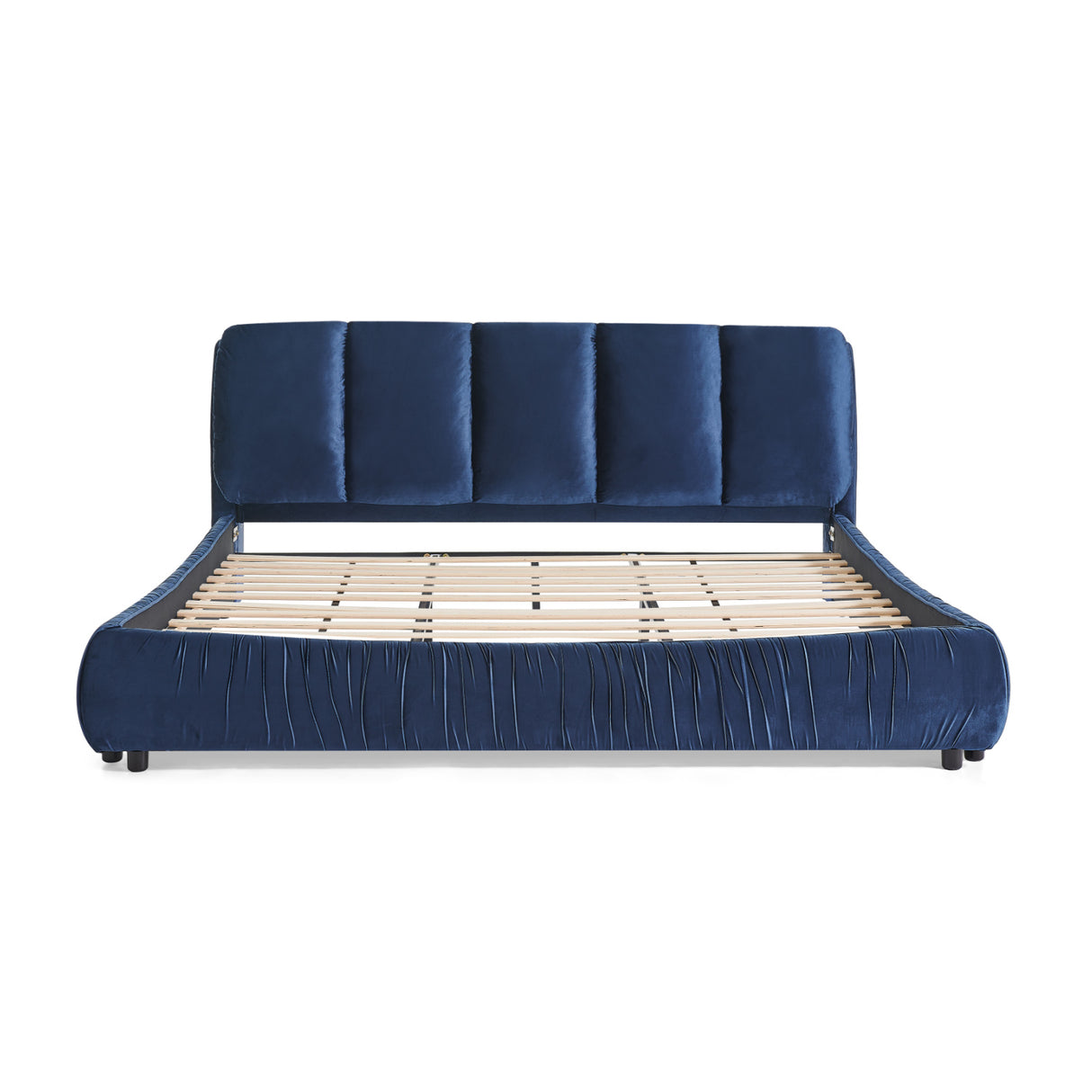 Modern Minimalist Dark Blue Upholstered King Bed | OROA
