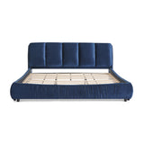 Modern Minimalist Dark Blue Upholstered King Bed | OROA