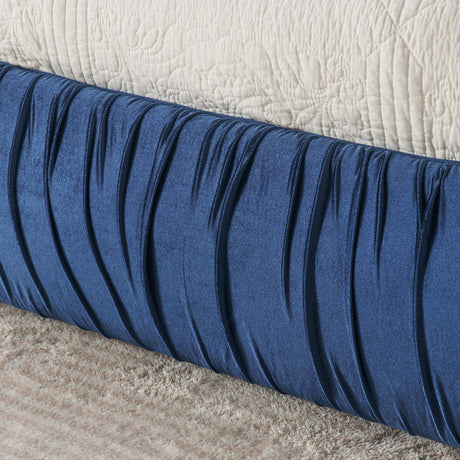 Modern Minimalist Dark Blue Upholstered King Bed | OROA