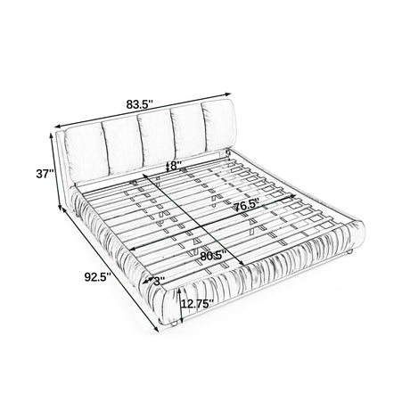 Modern Minimalist Dark Blue Upholstered King Bed | OROA