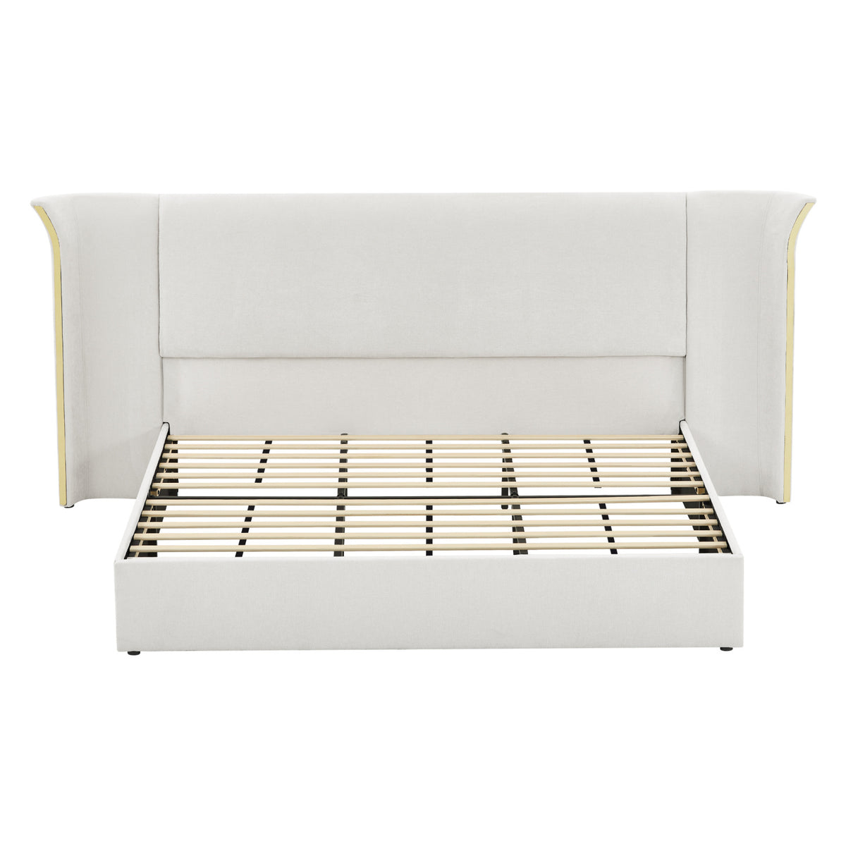 King Size Wing‑Back Upholstered Bed Frame | OROA