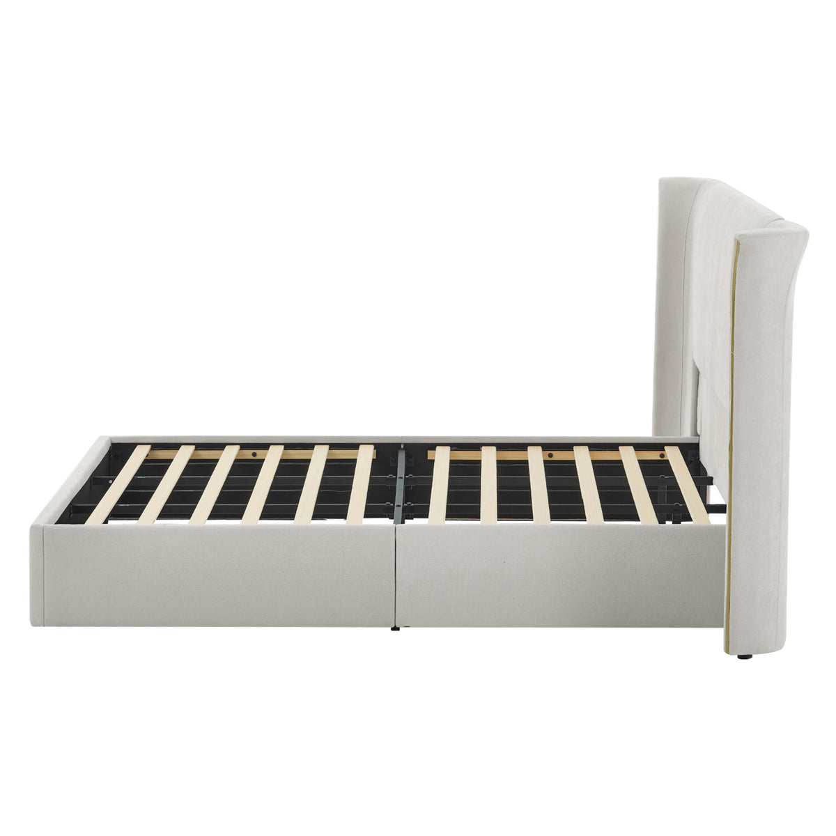 King Size Wing‑Back Upholstered Bed Frame | OROA