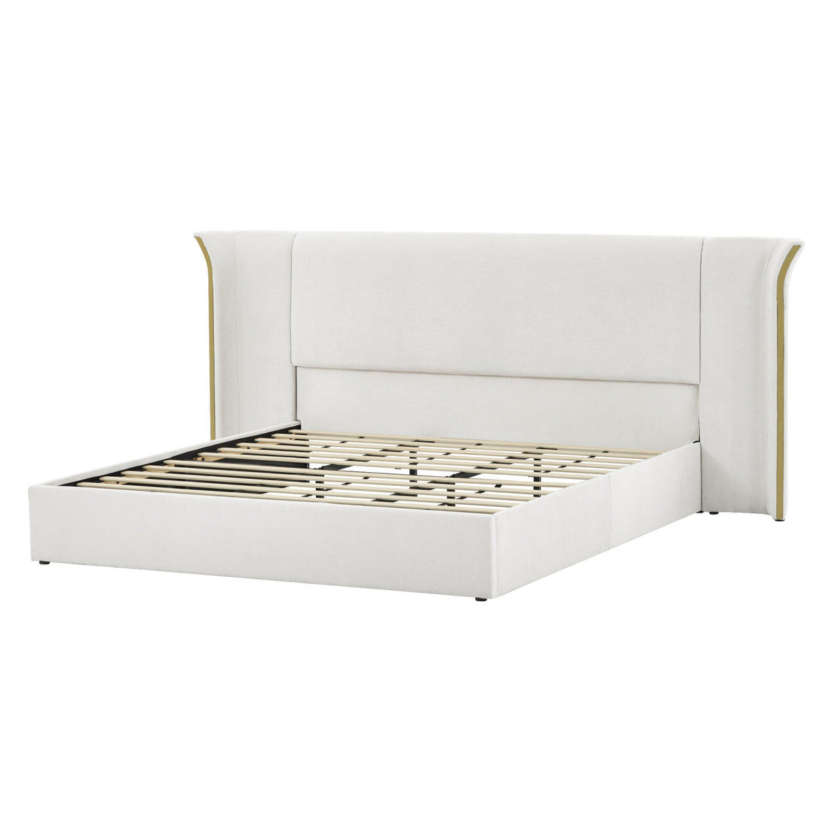 King Size Wing‑Back Upholstered Bed Frame | OROA