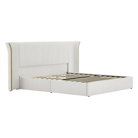 King Size Wing‑Back Upholstered Bed Frame | OROA
