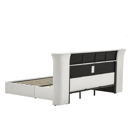 King Size Wing‑Back Upholstered Bed Frame | OROA