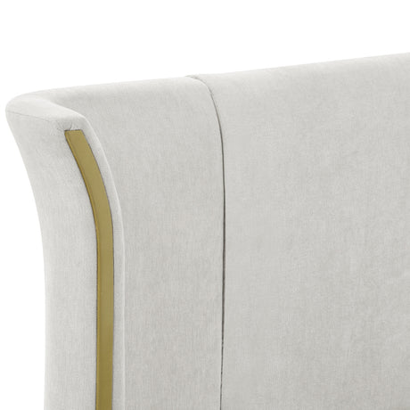 Queen Size Beige Chenille Wingback Upholstered Bed Frame | OROA