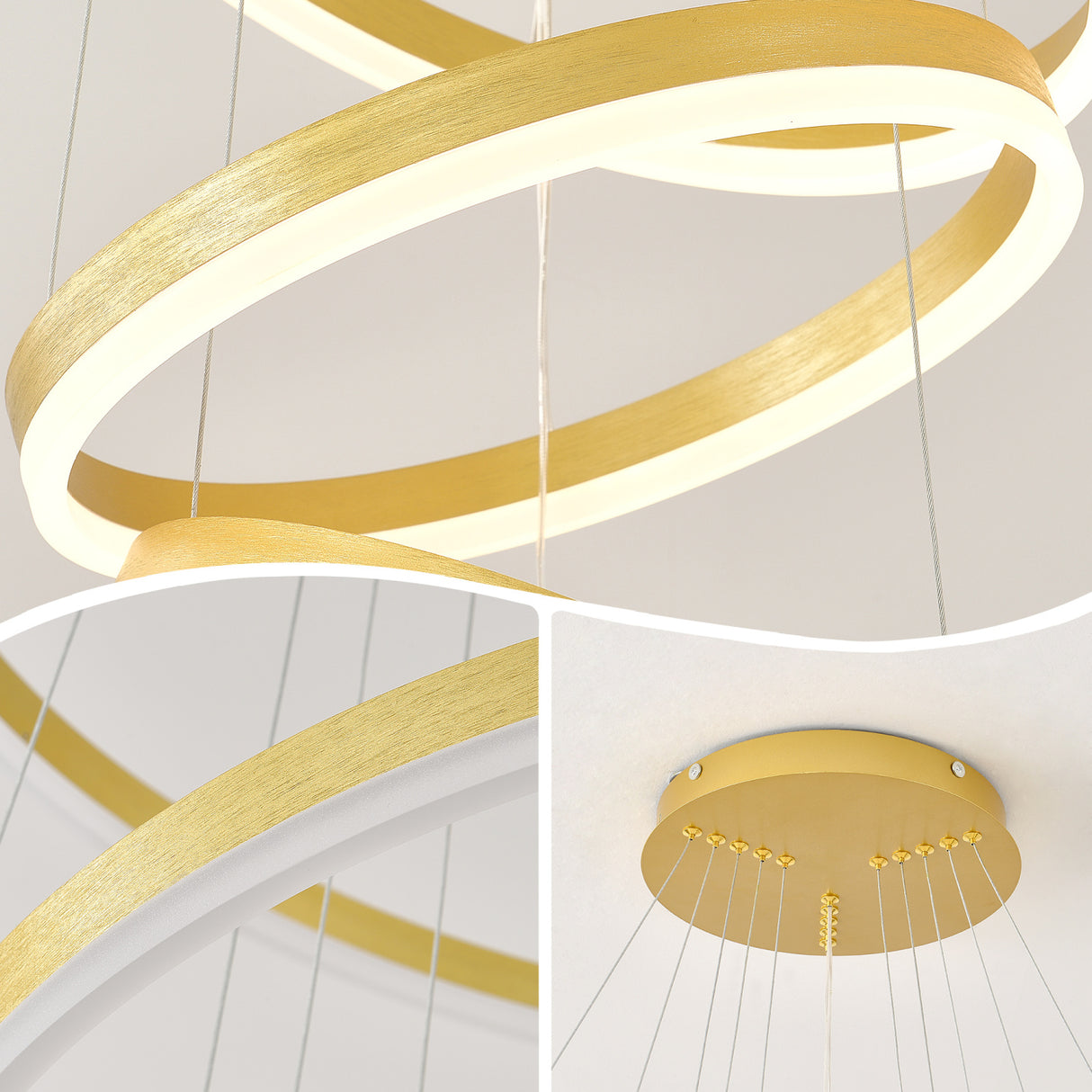 Modern 3 Rings Gold Pendant Light | OROA