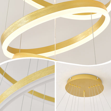 Modern 3 Rings Gold Pendant Light | OROA