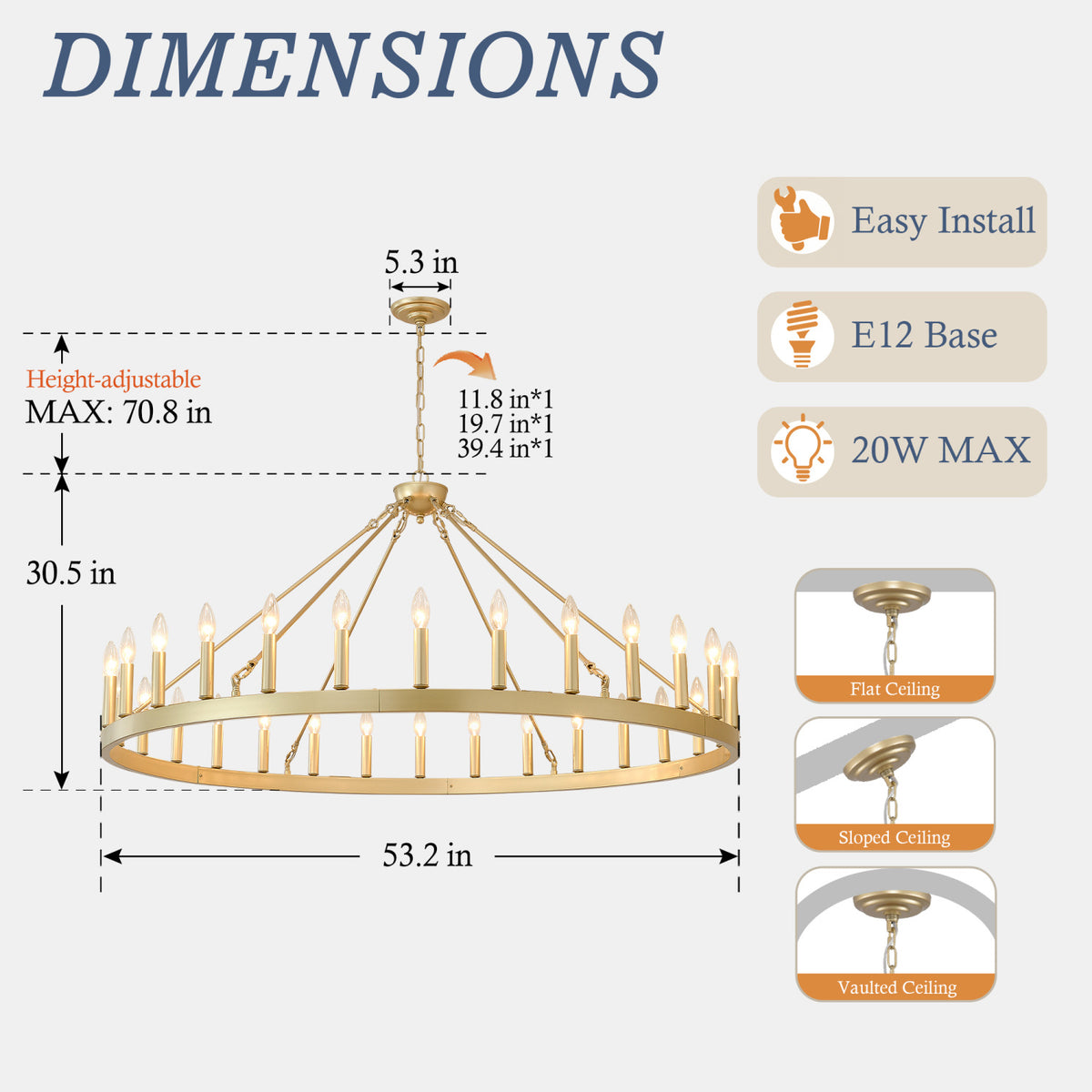 Modern European furniture - Gold Wagon Wheel Chandelier - www.oroa.com
