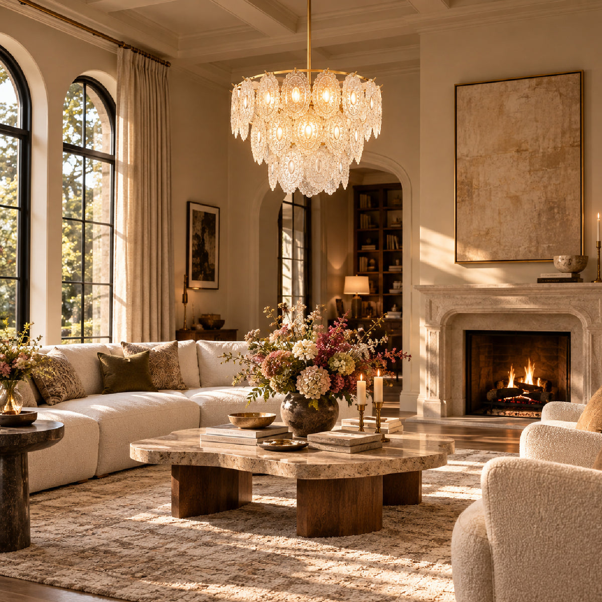 9-Light Glass Tiered Chandelier | OROA