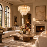 9-Light Glass Tiered Chandelier | OROA