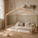 Double Twin House-Shaped Floor Bed | OROA Kids