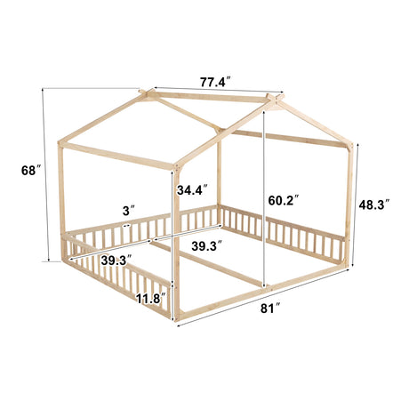 Double Twin House-Shaped Floor Bed | OROA Kids