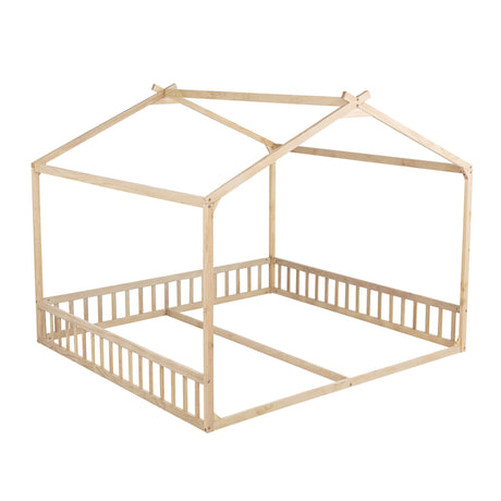 Double Twin House-Shaped Floor Bed | OROA Kids