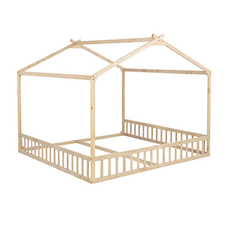 Double Twin House-Shaped Floor Bed | OROA Kids