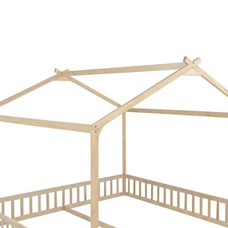 Double Twin House-Shaped Floor Bed | OROA Kids