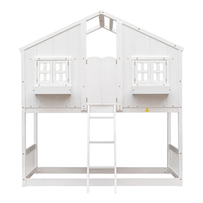 Modern European furniture - White Twin House Bunk Bed - www.oroa.com